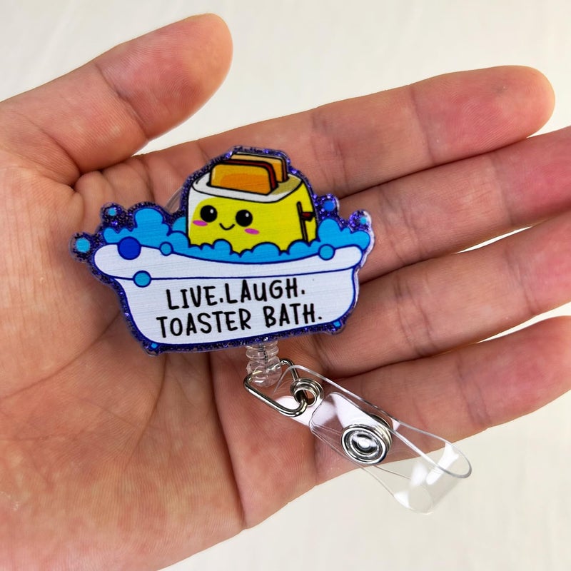 LEBEIGHT Live Laugh Toaster Bath Badge Reel Retractable for Nurse Nursing RN CNA Doctor Medical Worker & Teacher | Funny Nurse Gifts ID Name Badge Holder with Alligator Clip & 24” Durable Nylon Cord | Acrylic - Image 3